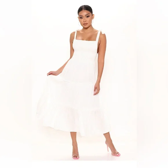 Fashion Nova | Dresses | Fashion Nova White Midi Daytime Dress | Poshmark